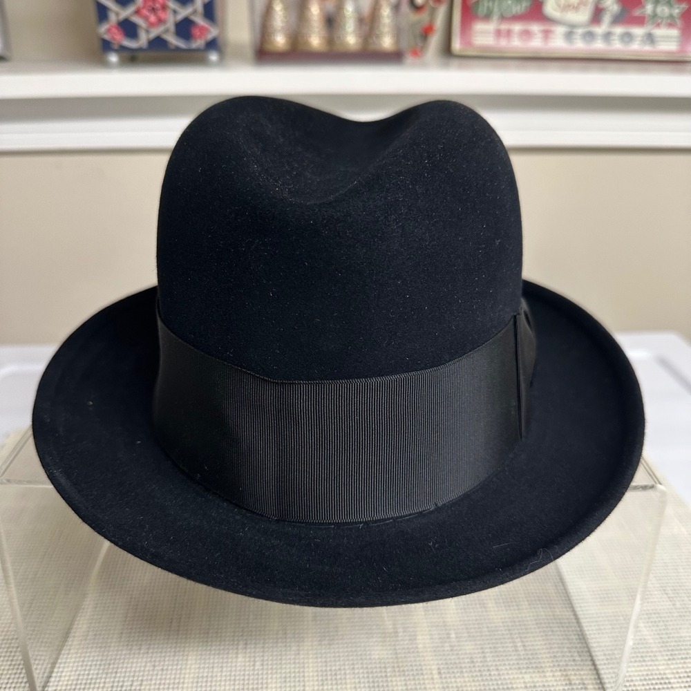 Dobbs Vintage Guild Edge Black Fedora Hat Mens